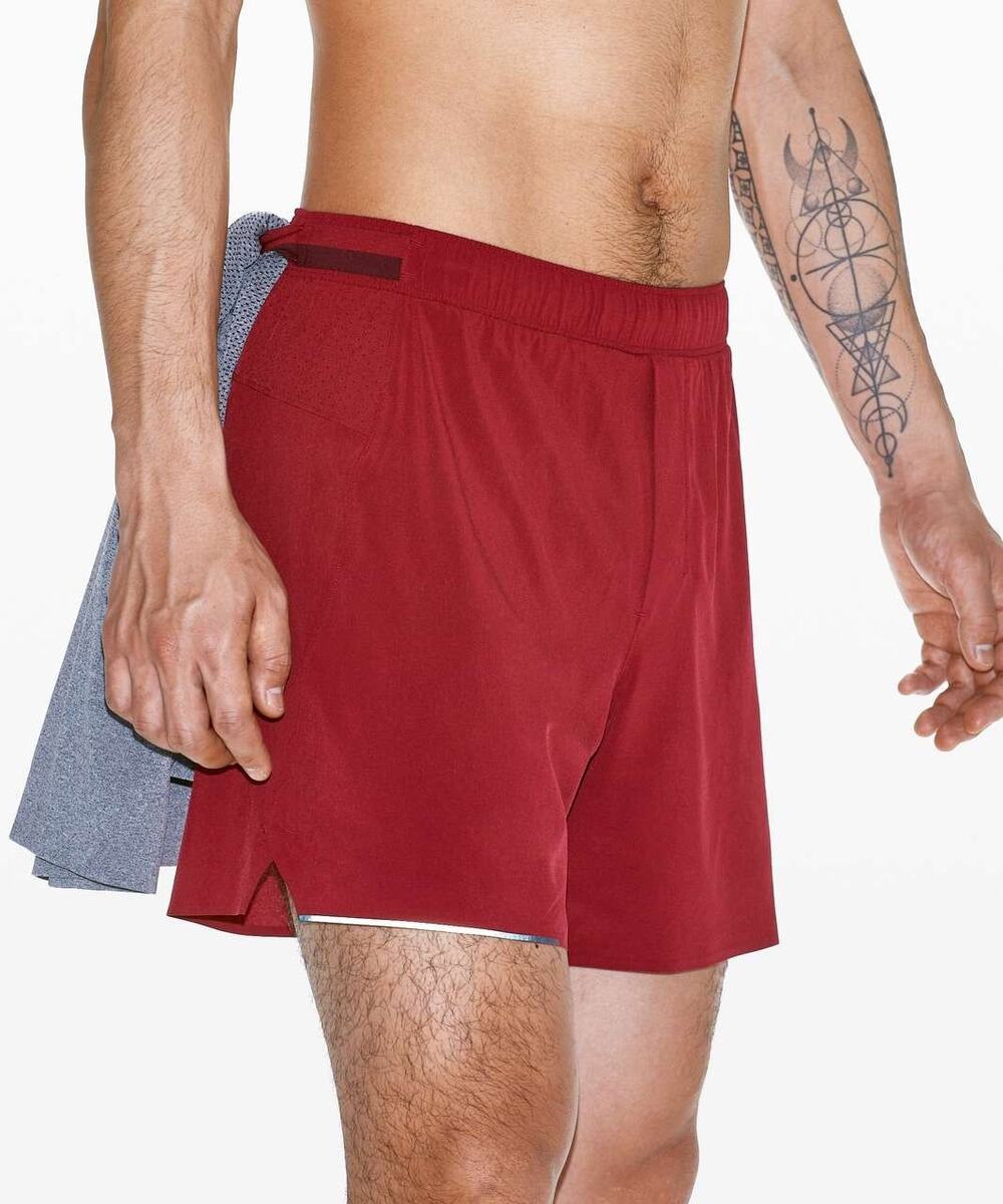 Lululemon Mens Linerless Surge Shorts 4" Size XS Red Running Gym Athletic Sports